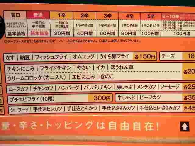 トッピングメニュー