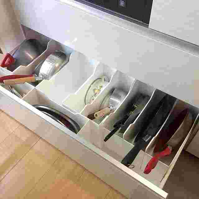 ファイルケースを使用した鍋の収納