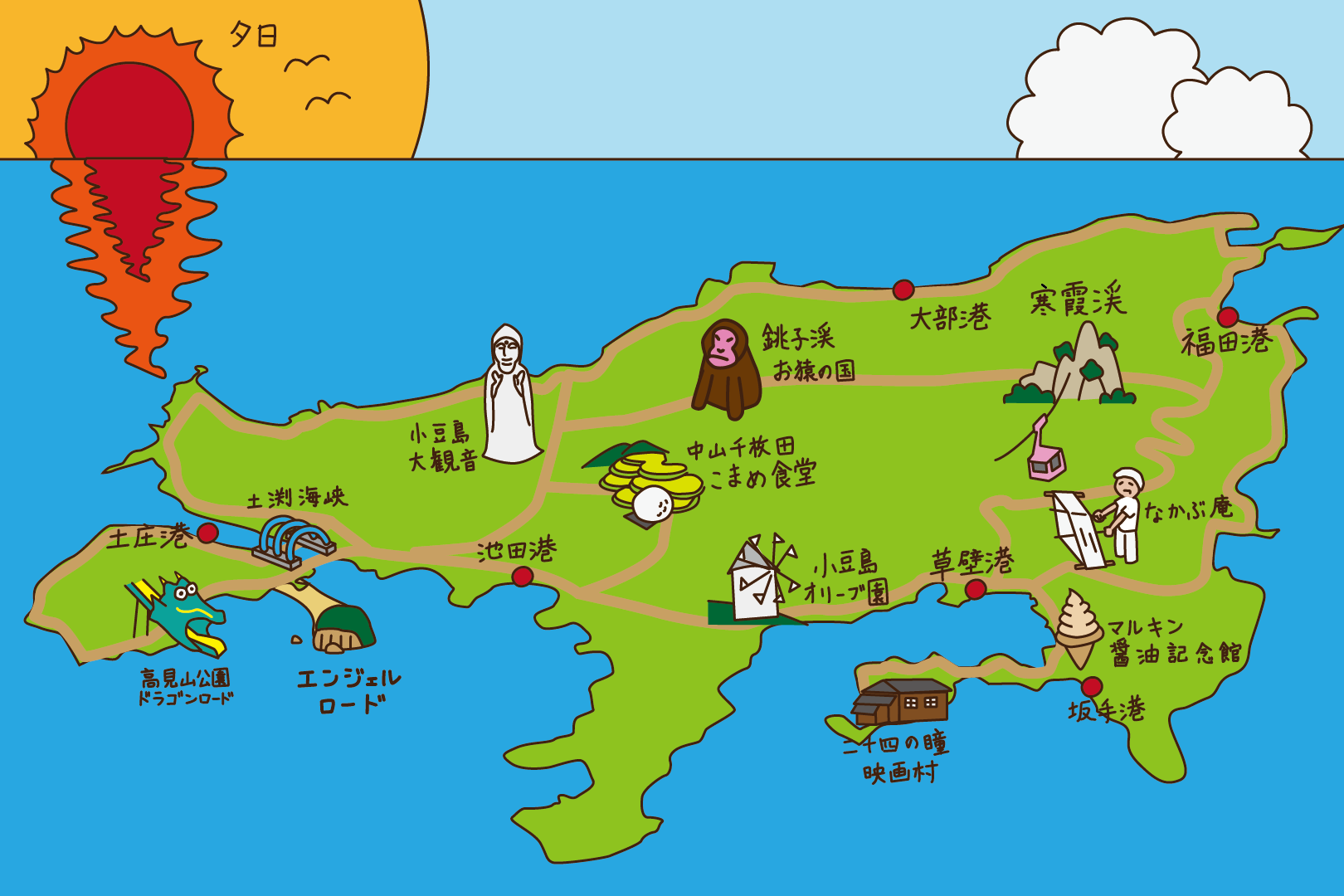 小豆島の地図イラスト