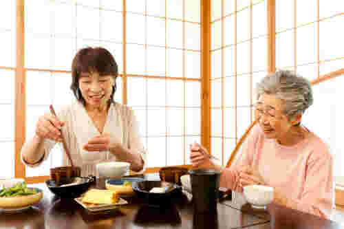箸で食事をしている画像