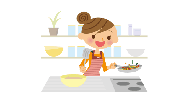 料理をしているイラスト