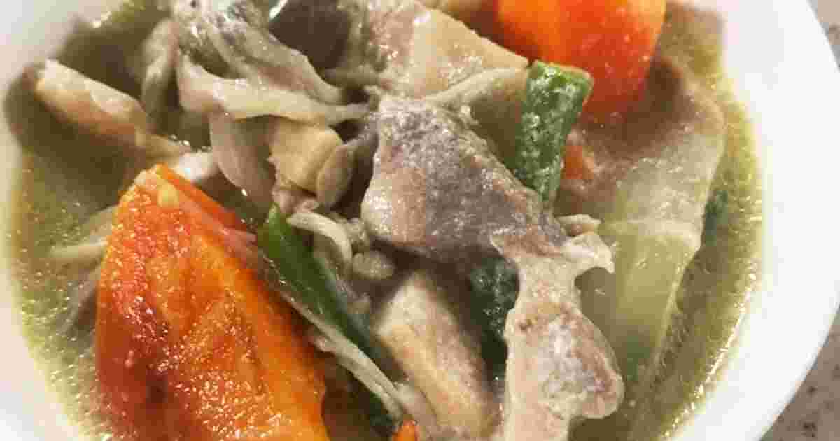鶏もも肉の豆乳スープ