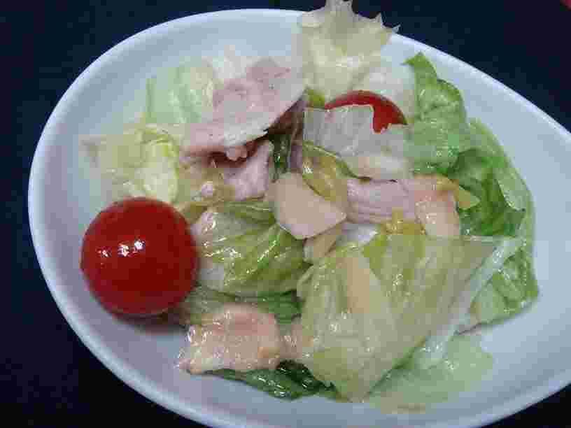 谷中生姜と豚肉のサラダ