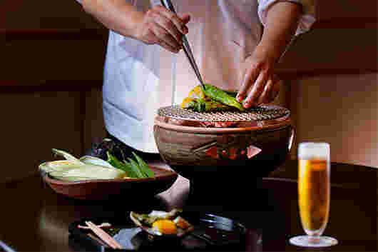 京都吉兆ホテルグランヴィア店の料理パフォーマンス