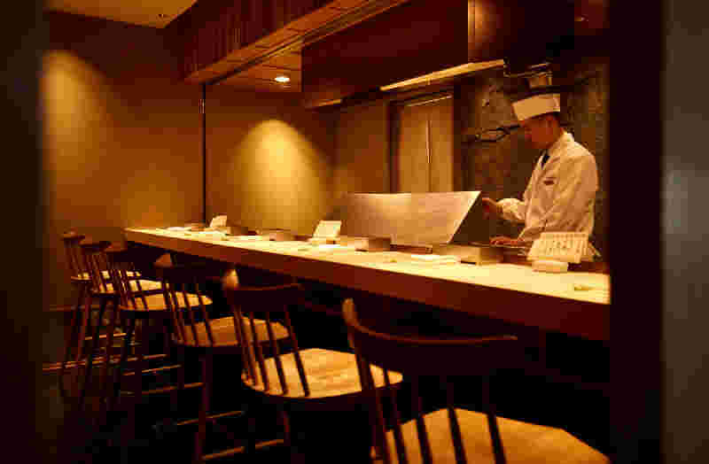 てんぷら山の上Ginzaの店内