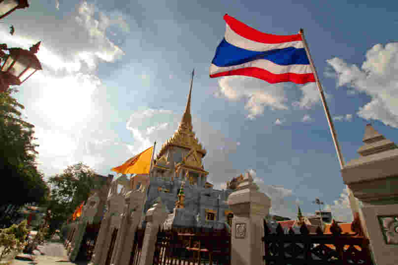 タイの国旗と寺院