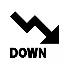 DOWNの文字と下向きの矢印