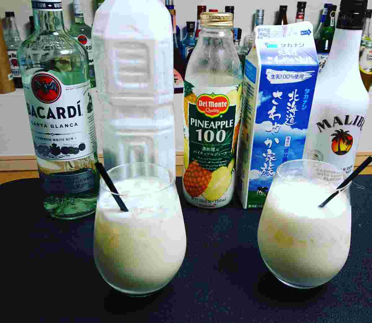 マリブピニャコラーダと材料
