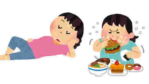 食べてすぐ寝るイラスト