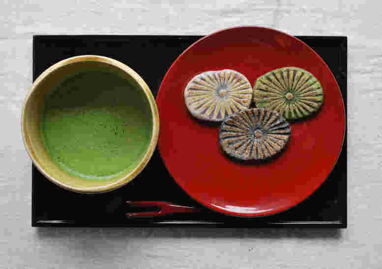 滝の焼餅3種類と抹茶