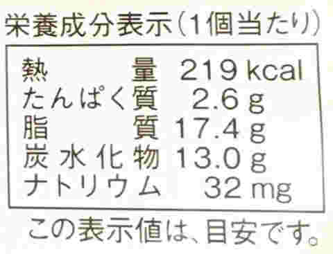 カタラーナのカロリー表示