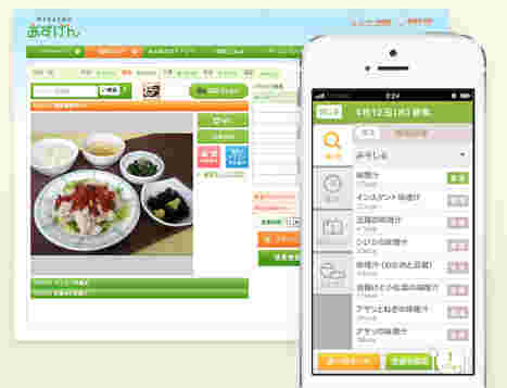 あすけんダイエットの画面をPCとスマホで見ている図