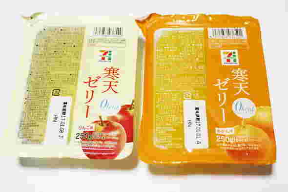 セブンイレブンの寒天ゼリーりんご味とみかん味