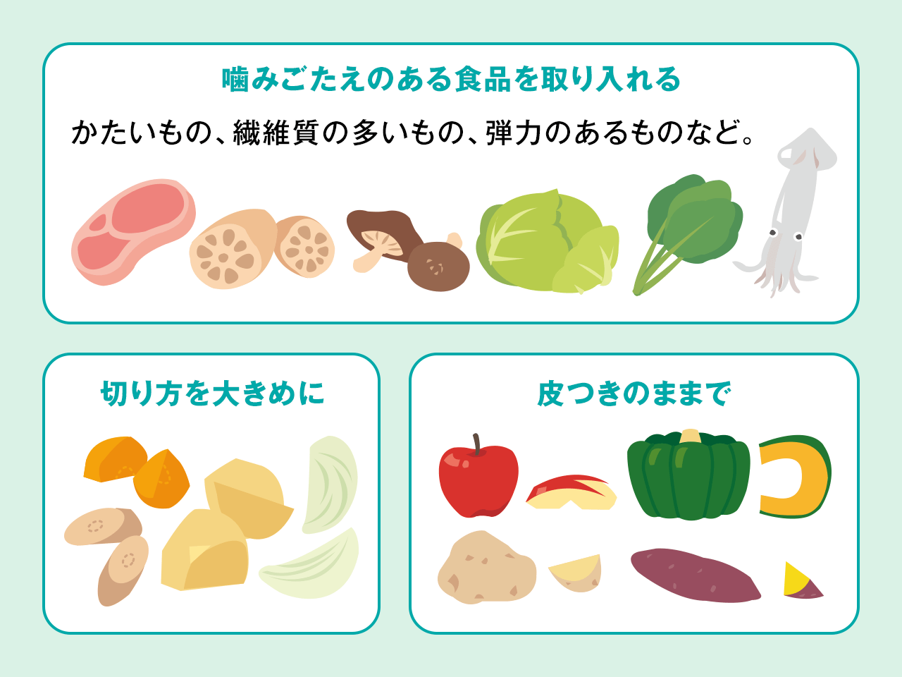 噛み応えのある食品の表