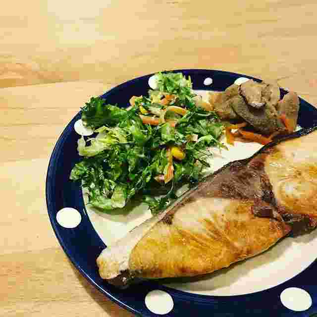 エンダイブのきんぴらと焼き魚