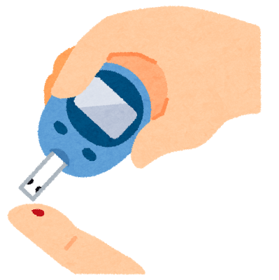 血糖値を測定している様子が描かれたイラスト
