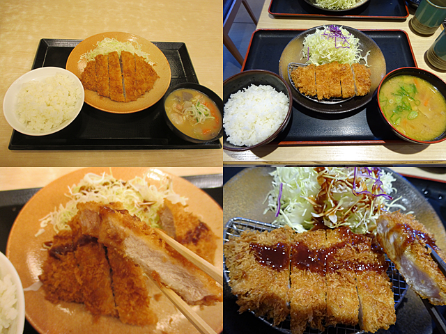 松乃家とかつやのロースかつ定食を比較した様子