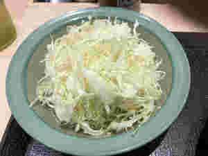 お皿に盛った千切りキャベツ