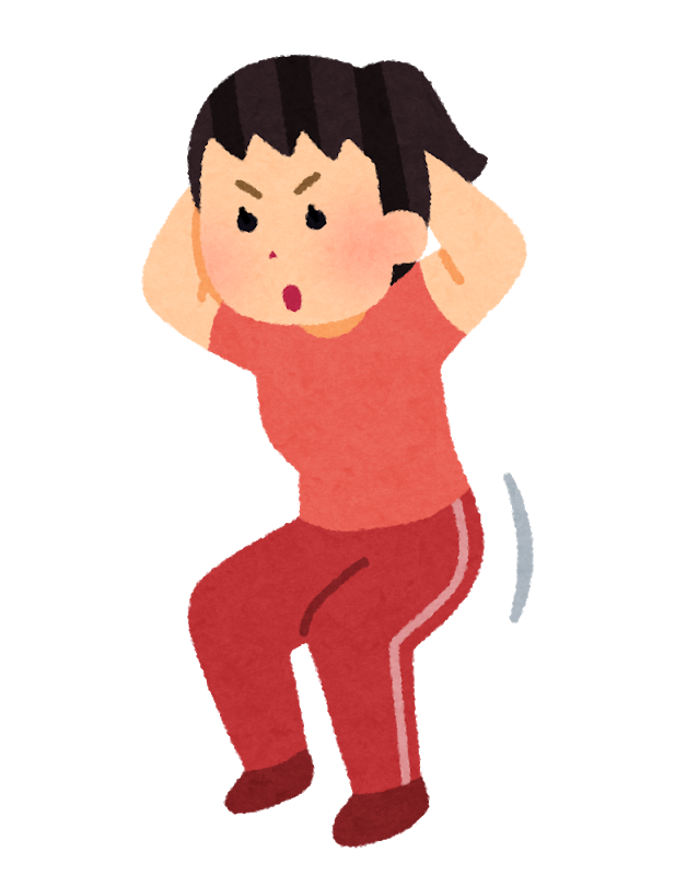 スクワットをする女性のイラスト