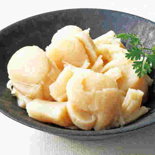 ほたて貝柱水煮割肉缶詰の盛り付け