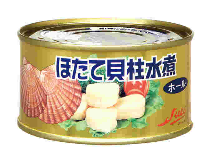 ホタテ貝柱水煮缶詰のパッケージ