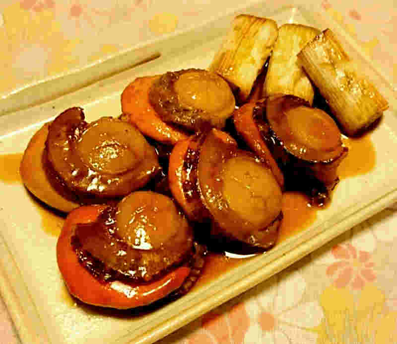 ホタテの照り焼きの盛り付け