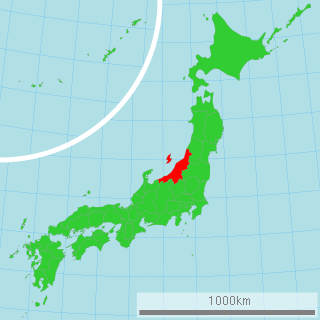 日本地図の中で新潟県だけが赤くなっている様子