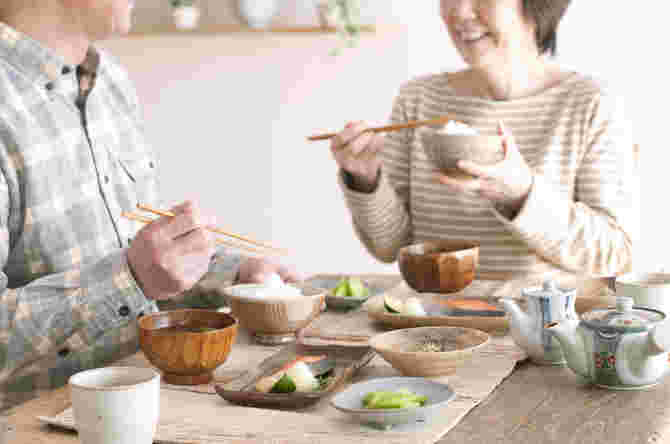 食事中の夫婦