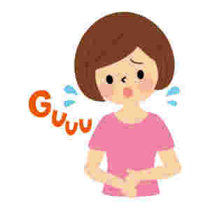 女性がお腹を押さえているイラスト