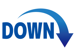 DOWNの文字と下向きの矢印