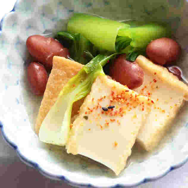 金時豆と生揚げとチンゲンサイの煮びたし