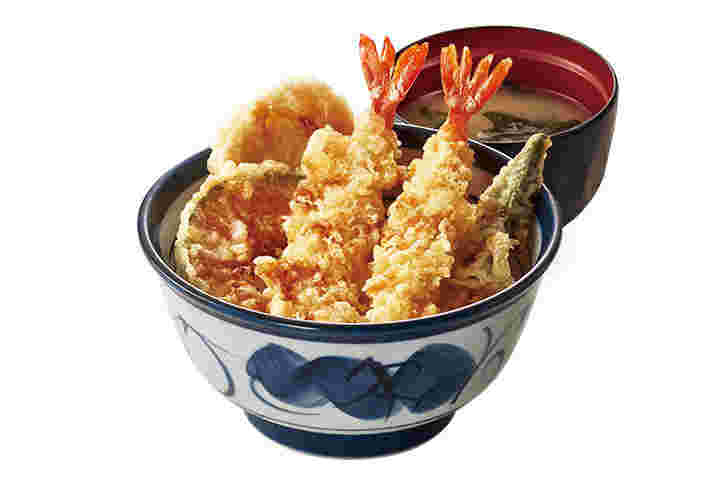 海老2本が魅力的なてんやの上天丼と味噌汁