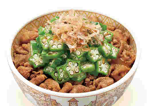 かつおぶしオクラ牛丼