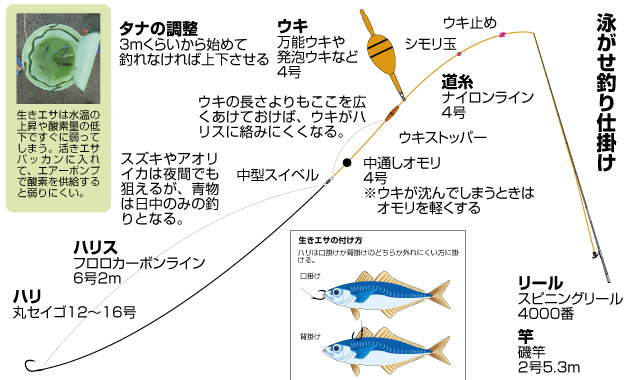 泳がせ釣り用のタックル