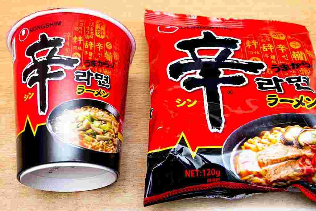 辛ラーメンのカップ麺と袋麺の比較