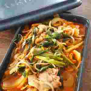 電子レンジで作った豚キムチ