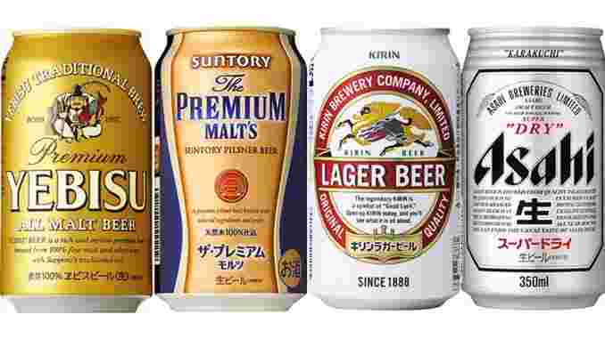 4メーカーの缶ビール