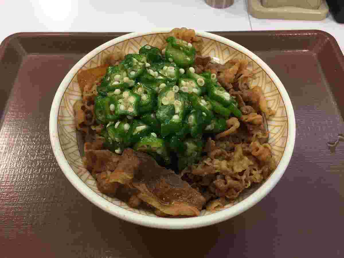 かつぶしオクラ牛丼