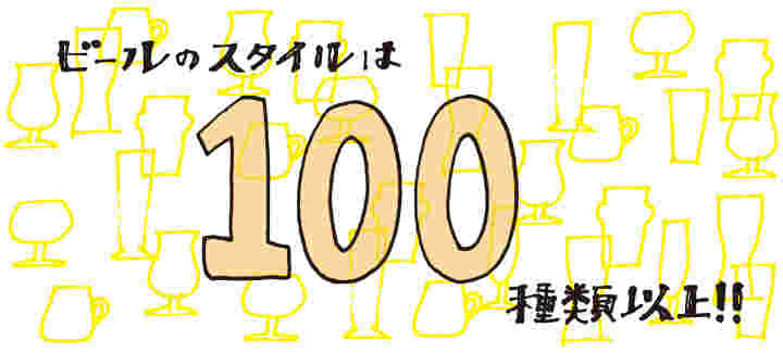 ビールのスタイルは100種類以上と書かれた文字とイラスト