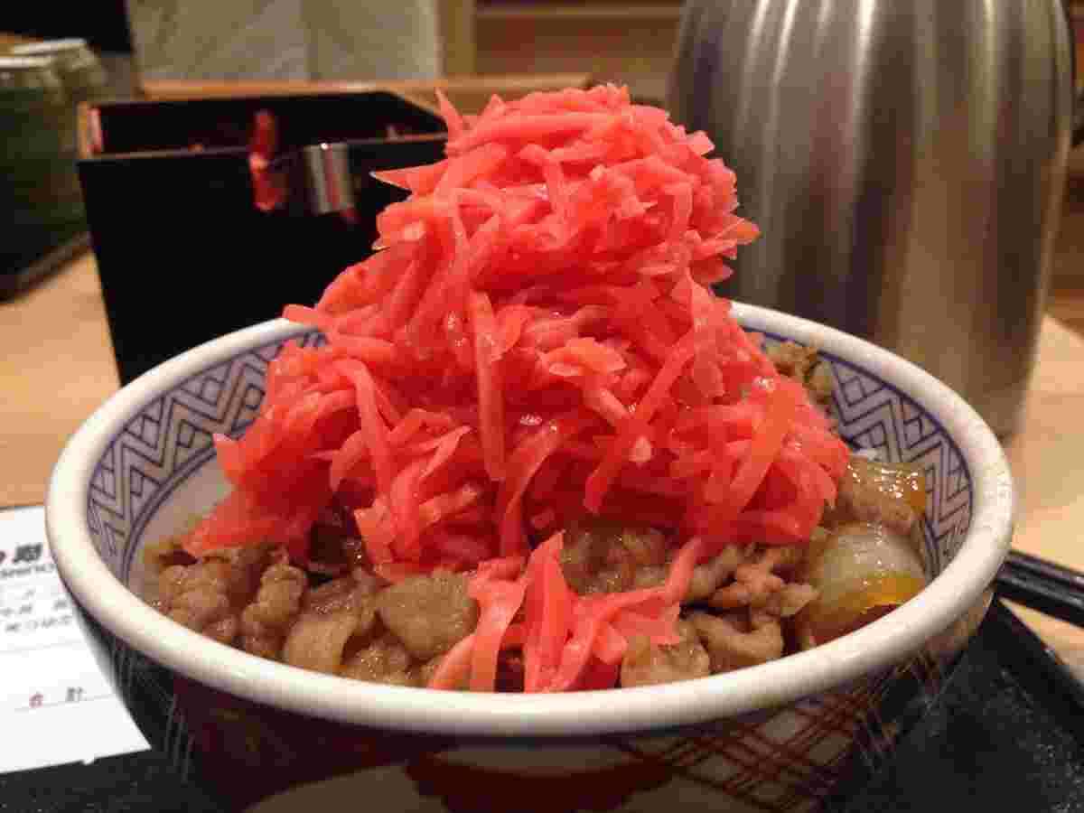 山盛り紅しょうが丼