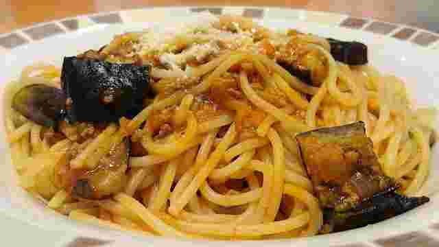 ナスのミートソーススパゲッティ