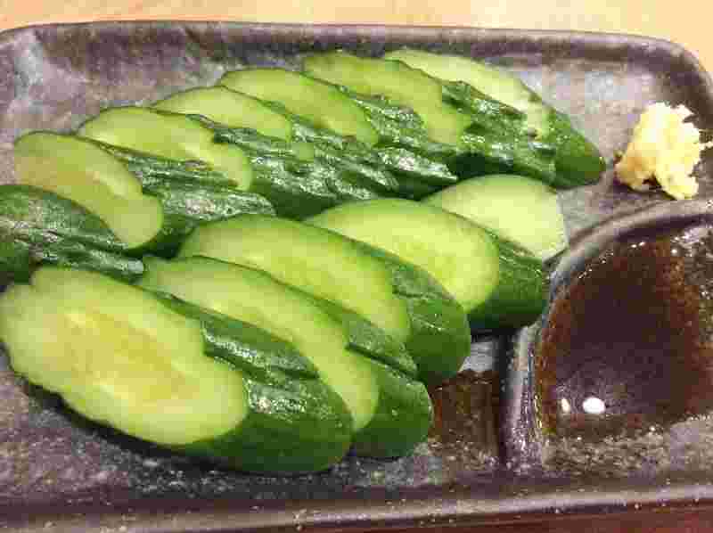 きゅうりの漬物をスライスした様子
