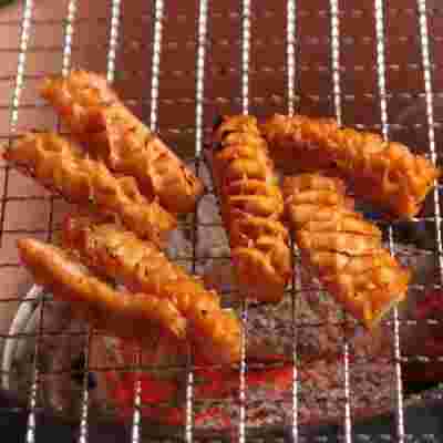 ハチノスを焼くところ