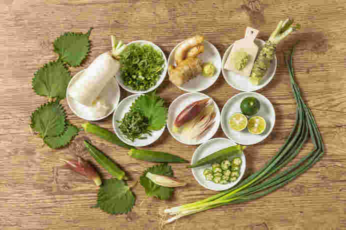 薬味に使用される野菜の様子