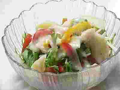 白いフレンチドレッシングの野菜サラダ