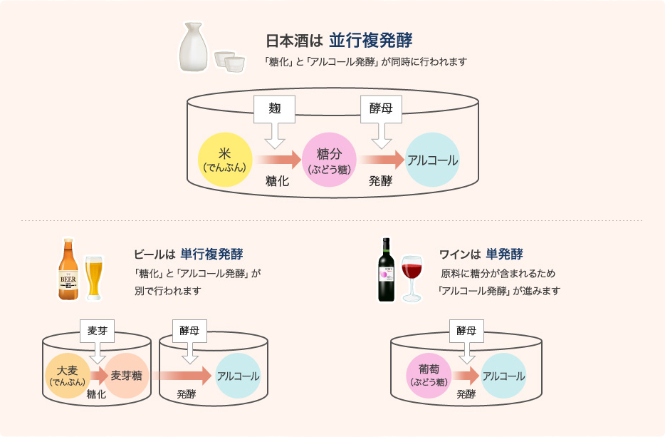並行複発酵（日本特有に製法）