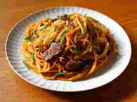 牛肉ともやしのパスタ