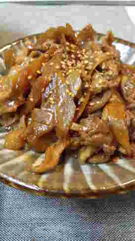 豚肉とごぼうの焼肉のたれ炒め