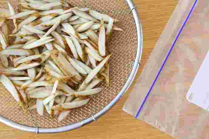 茹でたごぼうの冷凍保存
