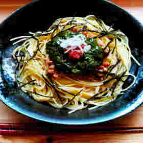 生めかぶと納豆のパスタ